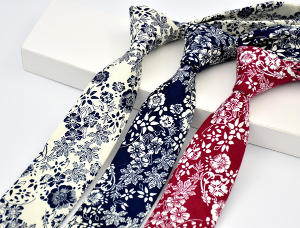 Men 's Ties Cotton Print Europe and the United States fashion style Korean casual tie wedding tie groom groomsman tie