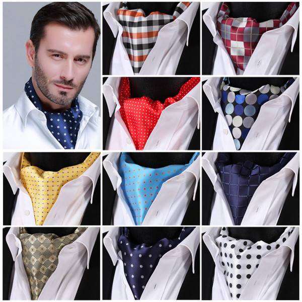 Polka Dot Check 100%Silk Ascot Cravat, Casual Jacquard Scarves Ties Woven Party Ascot MB