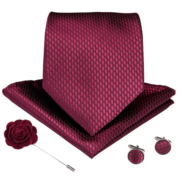 DiBanGu Burgundy Red Mens Tie 8cm Width 100% Slik Ties Gravatas For Men Wedding Party Business Custom Logo Man Ties Gift MJ-1464