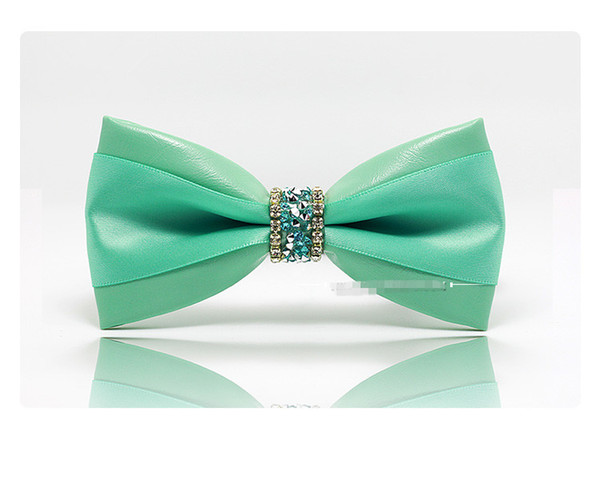 2018 men fashion luxury diamond bow tie leather green wedding neck ties bowtie noeud papillon pajaritas hombre vlinderdas christmas bowknot