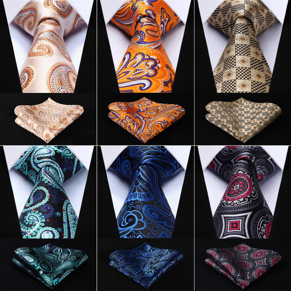 Men Tie Pocket Square Classic Party Wedding Paisley 3.4