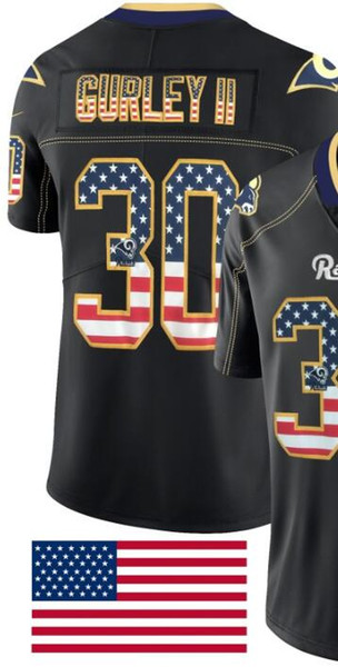 Men 30 Jerseys All Team player Embroidery and 100% stitched 2018 USA Flag Fashion Black Color Rush Limited American Football Jersey