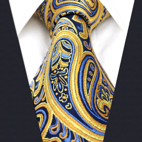 U13 Paisley Orange Blue Navy Mens Necktie Ties 100% Silk Jacquard Woven