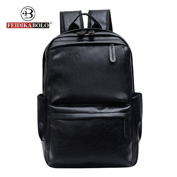 FEIDIKABOLO Men Backpack Male Bagpack Man Leather Backpack Laptop Men Black Travel Bags For Man 2018 School Bag Fashion Pack Bag