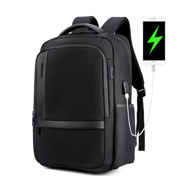 Anti theft Waterproof men 15.6 Laptop backpack Nylon school bagpack male casual USB charging Travel Backpack with trolley strap