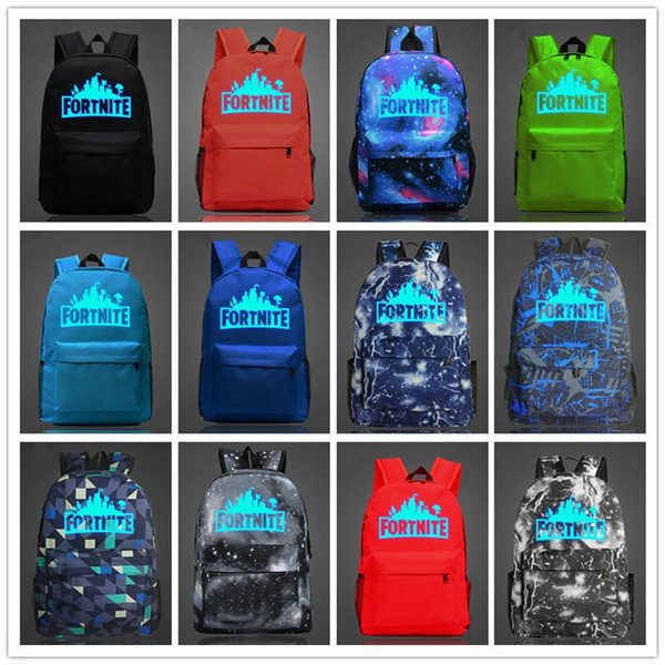 12 Designs 20L Fortnite Battle Royale School Bag Noctilucous Backpack Student Shoulder Bag Luminous Backpacks Outdoor Bags 10pcs