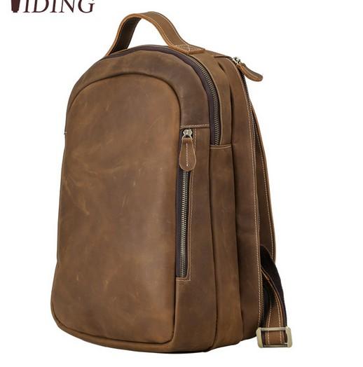 Top end Leather Backpack Men vintage personal traveling Lugguage First layer crazy horse leather double shoulde belt factory prices