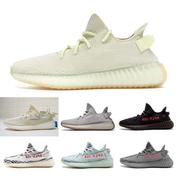 2019 Designer Butter Sesame 350 Sneaker Static Refective Blue Tint cream white Oreo Bred Zebra UV black Light Runing Shoes