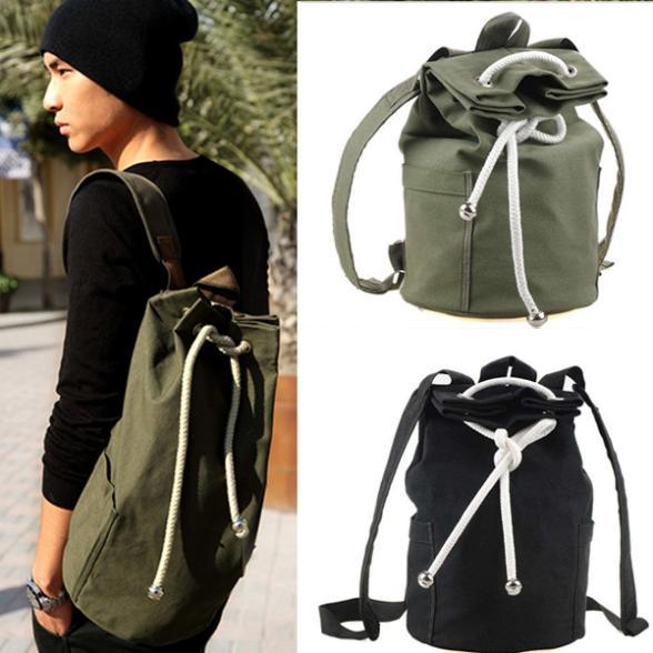 New Black Sports Canvas Drawstring Bucket Bag Outdoor Sports Backpack Casual Star Pocket Bag Canvas Backpack Shoulder Sports Bucket Packs