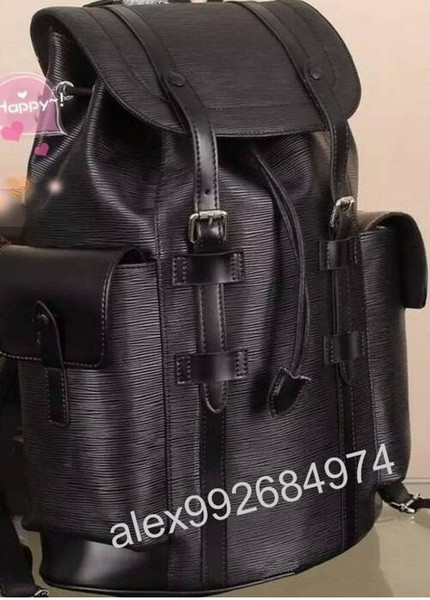 Top quality Toile Macassar Christopher PM Man Backpack M43735 School bag real leather trim SIRIUS PULSE n41379 mono epi