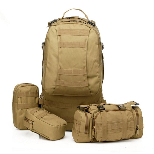 New arrival 50L Molle Tactical Assault Outdoor Military Rucksacks Backpack Camping Bag Large 11Color 5 pcs