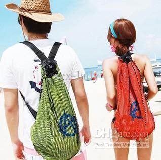 DHL Free Hot sale fashion mesh Backpack Beach bag casual Swimming use Bag