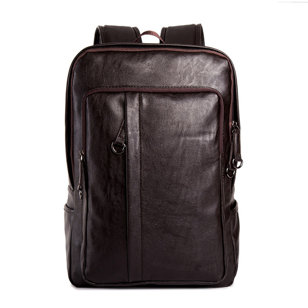 Large Capacity Men's Backpack PU Leather Man Bag Soild Laptop Backpacks For Men Business Male Backpack Anti-theft School Bags