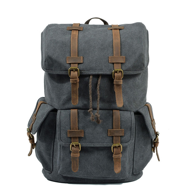 2019 new European and American Canvas Backpack Student Backpack large capacity outdoor mountain climbing shoulder bag men's bag