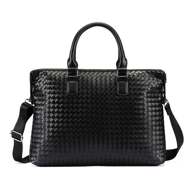 2018 Luxury Hand Woven Business Briefcase Leather Fashion 14