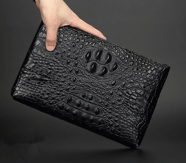 factory sales of brand new leather crocodile bag men and men hand bag high-grade leather men's business lines ostrich clutch