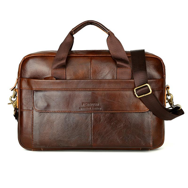 2018 Vintage Men's Cowhide Shoulder Bag Genuine Leather Briefcase for Male Messenger Laptop Tote Bags Luxury Lawyer Hand Bag