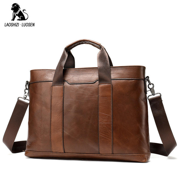 Brand Business Men Briefcase Leather Bag Casual Man Bag Shoulder bags Cowhide Travel Men Crossbody for 14