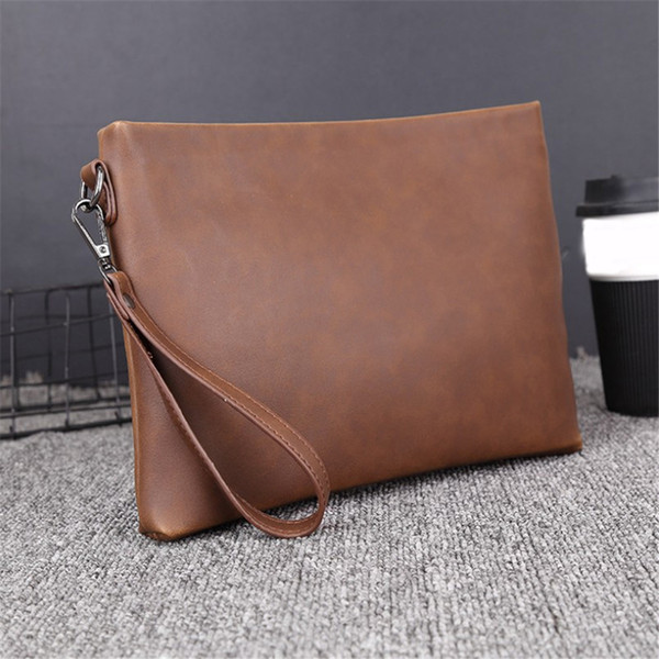 New Fshion Men Work Business Handbag Hot Sale Men Solid Color Envelope PU Leather Casual Bag Male Briefcase