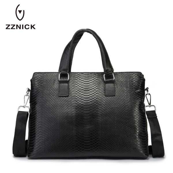 ZZNICK 2018 New Fashion Genuine Leather Men Bag Shoulder Bag Messenger Bags Causal Handbag Laptop Briefcase Male