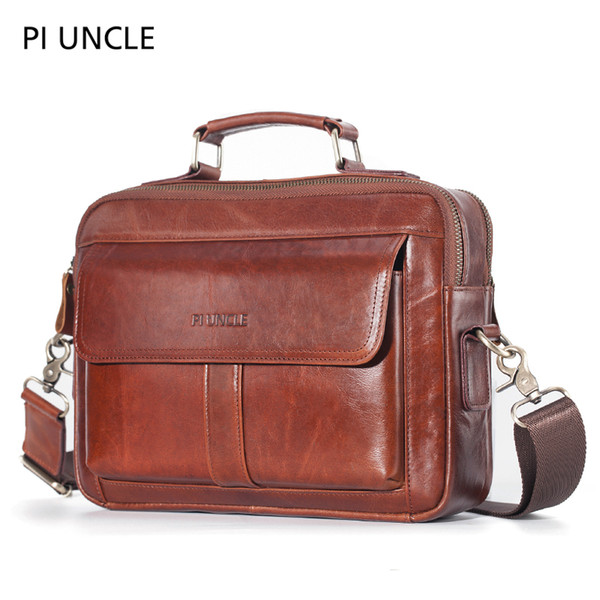 Genuine Leather Men Large Bag Casual Business Man Shoulder Crossbody Bags Cowhide Travel Messenger Flap Bags Long Strap Handbags