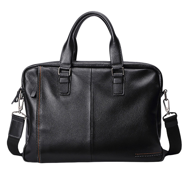 New Leather Men'S Briefcase Fashion Large Capacity Business Bag Black Male Shoulder Laptop Bag