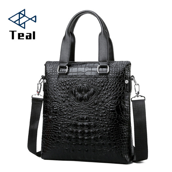 Men's Bag Briefcase Vertical Section Business Casual Crocodile Pattern Drop-shipping Men's Shoulder Messenger Bag