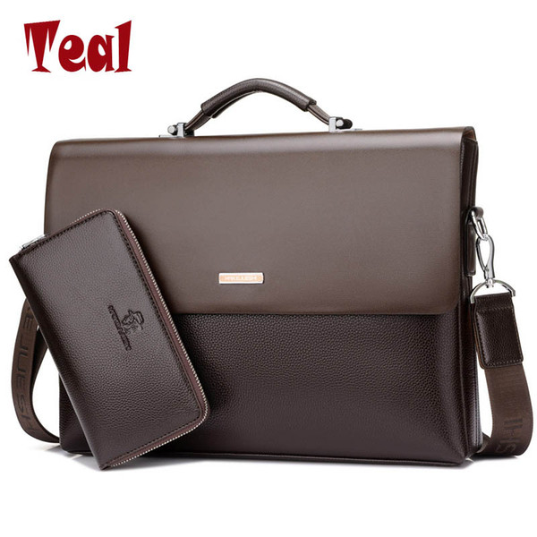 Wholesale- 2017 New Arrival Business Men Briefcase Bag PU Leather Laptop Bag Briefcase Male PU Leather Shoulder bags