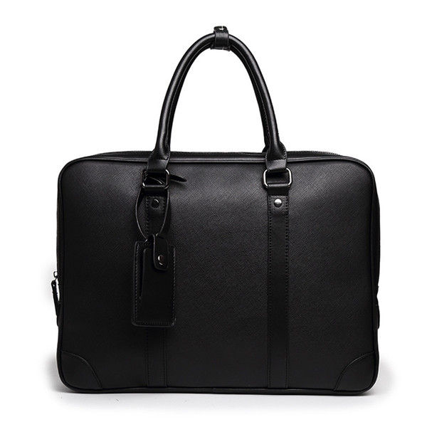 2019 Business office Briefcase Men Soft PU Leather Handbag male Casual Computer laptop bag Black File Tote Classic Travel bags