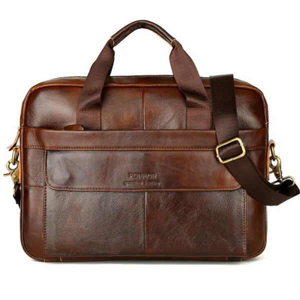 Men Handle Shoulder Briefcase 2019 New Genuine Leather Sewing thread Zipper Casual Diagonal Bag Handbag