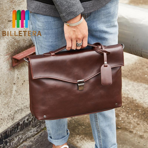 BILLETERA New Crazy Horse PU Leather Men Tote Handbag Fashion Crossbody Shoulder Bags Messenger Bag New Briefcase