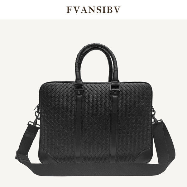 Men's Briefcase 100% Leather Business Handbags Large Capacity 15-Inch Computer Bag Fashion Shoulder Bag 2019 New