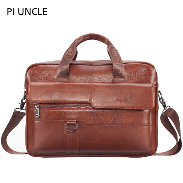 PI UNCLE Genuine Leather Briefcase Cow Leather Crossbody Bag Shoulder Bags Laptop Bag HandBag Office Business Bags