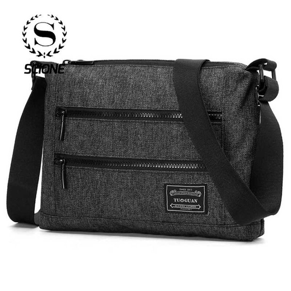 Scione Men Simple Solid Shoulder Bags Fashion Crossbody Casual Business Briefcases Canvas Student School Travel Messenger Pack