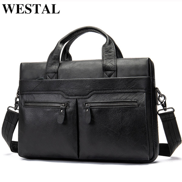 Genuine Leather Bags For Men's Briefcase Bussiness Laptop Bags For Documents Messenger Computer Handbags Tote Briefcase 9005