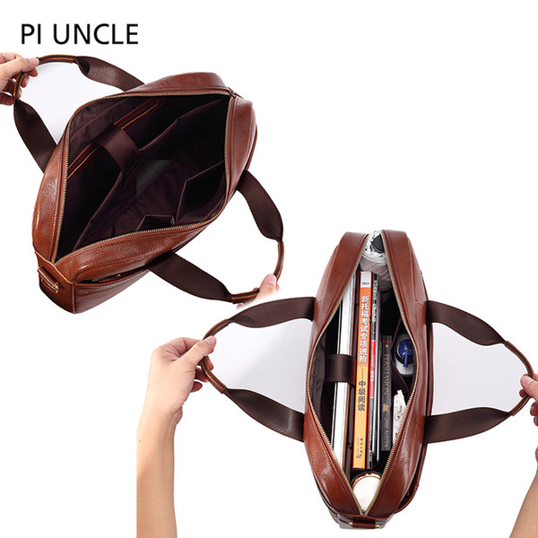 PI UNCLE New Genuine Leather Men's Bags Briefcase Computer Bag Handbag Portfolio Bag Crossbody bags Shoulder Men Luxury