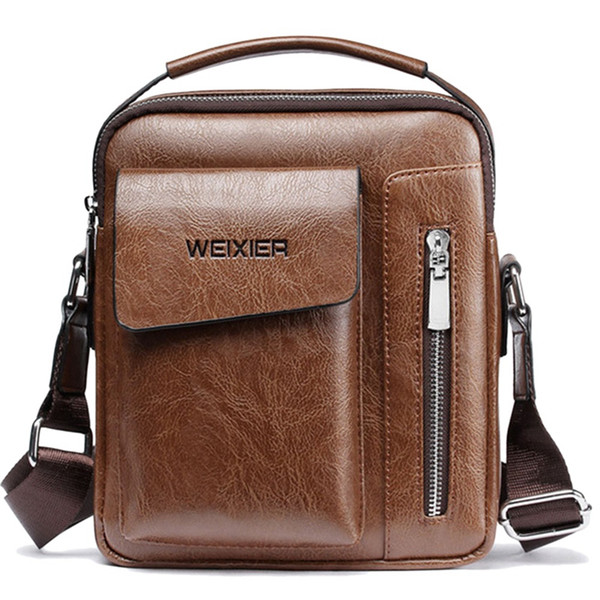 Weixier Vintage Messenger Bag Men Shoulder Bags Pu High Quality Leather Crossbody Bags for Men Bags Retro Zipper Man Handbags