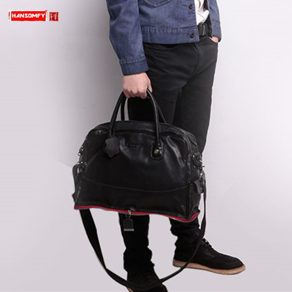 Men's first layer cowhide leather handbag shoulder Messenger bag laptop briefcase leisure travel bag crossbody men computer bags