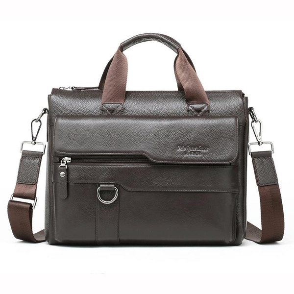 Mens Dress Briefcases Leather Solid Bags Male Business Computer Laptop Document Crossbody Bags Messenger Bag Totes