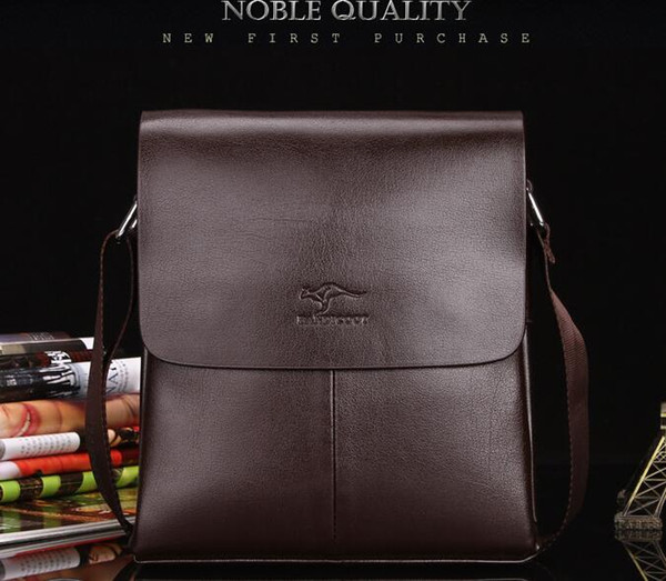 Wholesale- Kangaroo Casual Business Men's Leather Messenger Bags Large Men Shoulder Bag,Leisure Men Briefcase