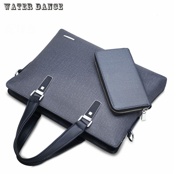 Wholesale- New fashion men business bag Messenger bag handbag horizontal shoulder bag business briefcase leisure packagebao