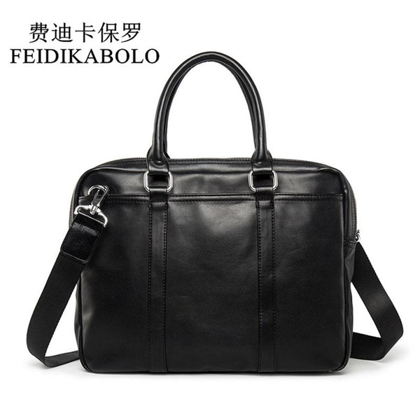 FEIDIKABOLO Famous Brand Business Men Briefcase Bag Man Shoulder Bag Luxury Leather Laptop Bag Simple Men's Handbag bolsa maleta