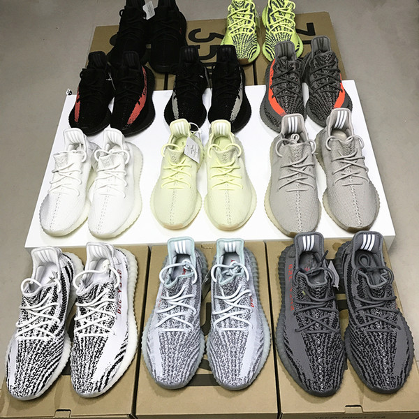 SPLY 2018 350 350 V2 Best Quality New Kanye West Ice Yellow F36980 Running Shoes Grey Orange Stripes Zebra Bred Black