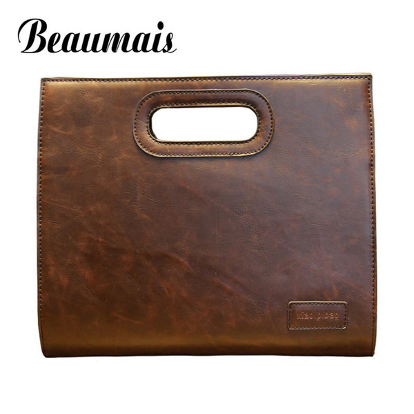 Beaumais Fashion Leather Bag Men Brown Men's Bag Leather Hangbag Mens Briefcase Bags Luxury Brand Top-handle DF0345