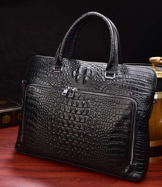 2019 New Luxury 100% Cow Genuine Leather Business Men's Briefcase Male Shoulder Bag Real Leather Men Alligator Tote Computer Bag