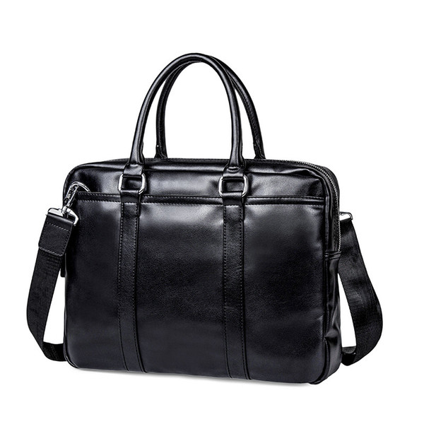 2019 Brand Leather Men Briefcase Business Handbag office computer laptop bag Casual Black Shoulder Bags for men Tote