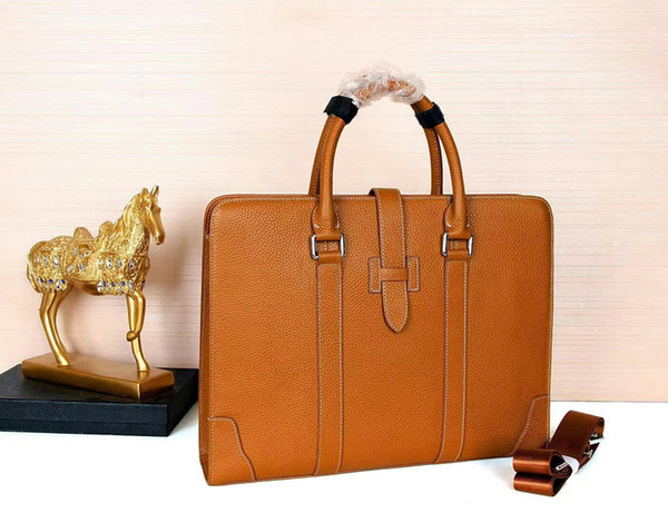 New Mens Business Bag Mens Briefcase Luxury Brand Name Leather Men Bag 100% Genuine Leather Purse Top Grade Quality Men Shoulder Bag