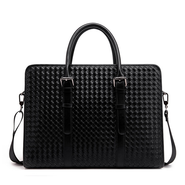 Black woven handbag Men's business and leisure briefcase hot package postage