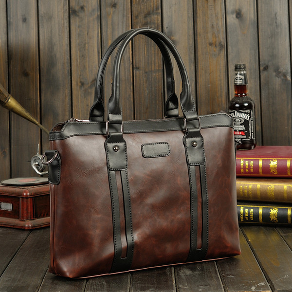 Mens Genuine Leather Briefcase Backpack Brand Designer Handbag Crossbody Messenger Business Vintage Briefcase College Work Carry Bags