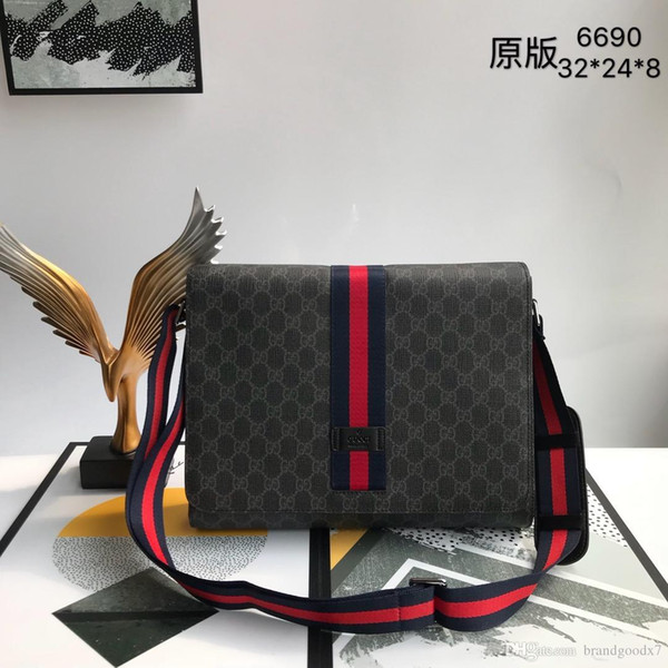 Original box Business Imported pvc with top layer cowhide Men Messenger Bags Promotional Small Crossbody Vintage Shoulder Bag Casual Man Bag